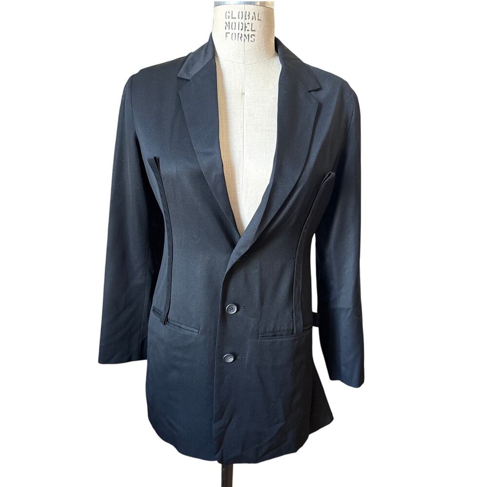 Vintage Yohji Yamamoto Architectural Wool Black Single Breasted Blazer Size 1